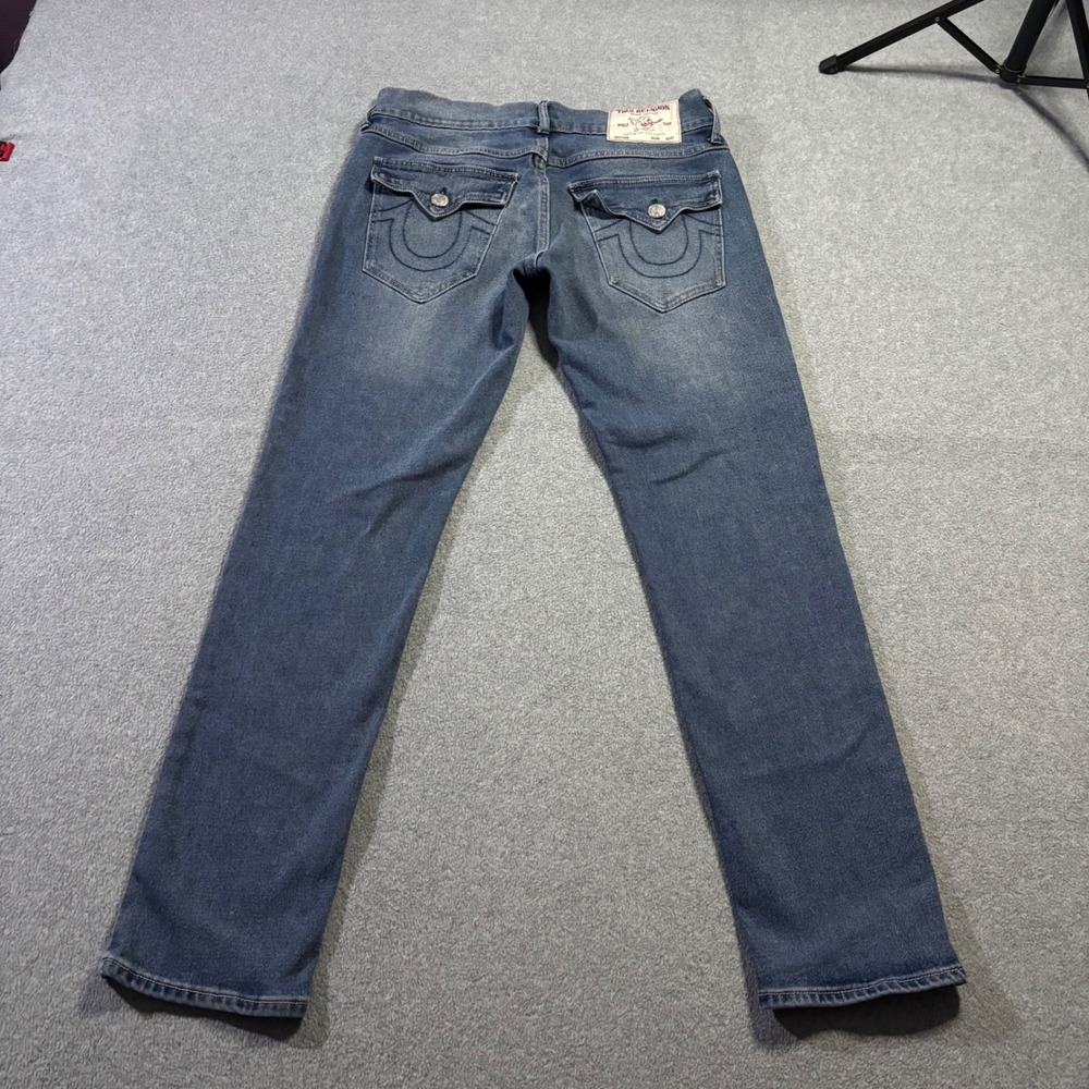 True Religion Geno Relaxed Slim Jeans Mens 30 Blue Denim Horseshoe Flap Pocket
